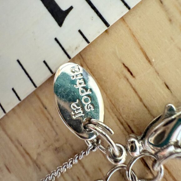 Lia Sophia Silver Tone Necklace W/ Green & Yellow Gemstone Charms Adjustable - Picture 6 of 6